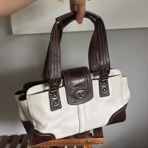 Coach Brown and off White Leather Handbag